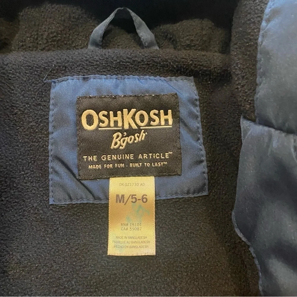 Oshkosh B’gosh Blue Hooded Full Zip Jacket Kids Blue Yellow Medium 5-6
